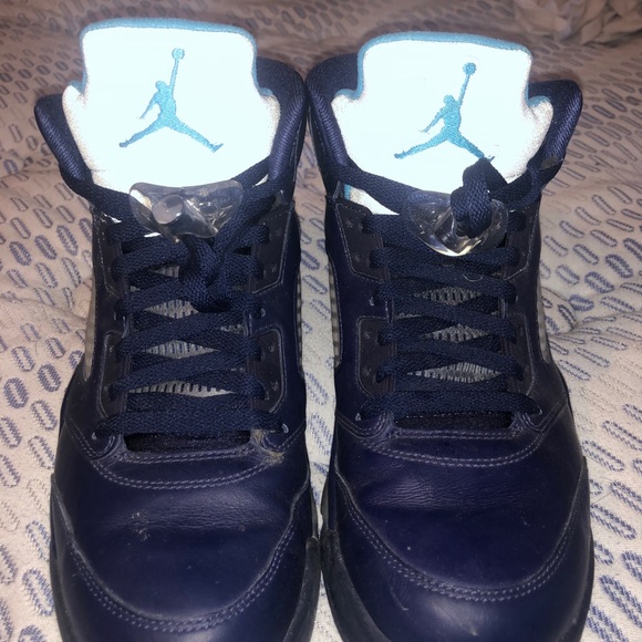 Air Jordan 5 Retro Midnight Navy/Turquoise/White - Picture 1 of 7